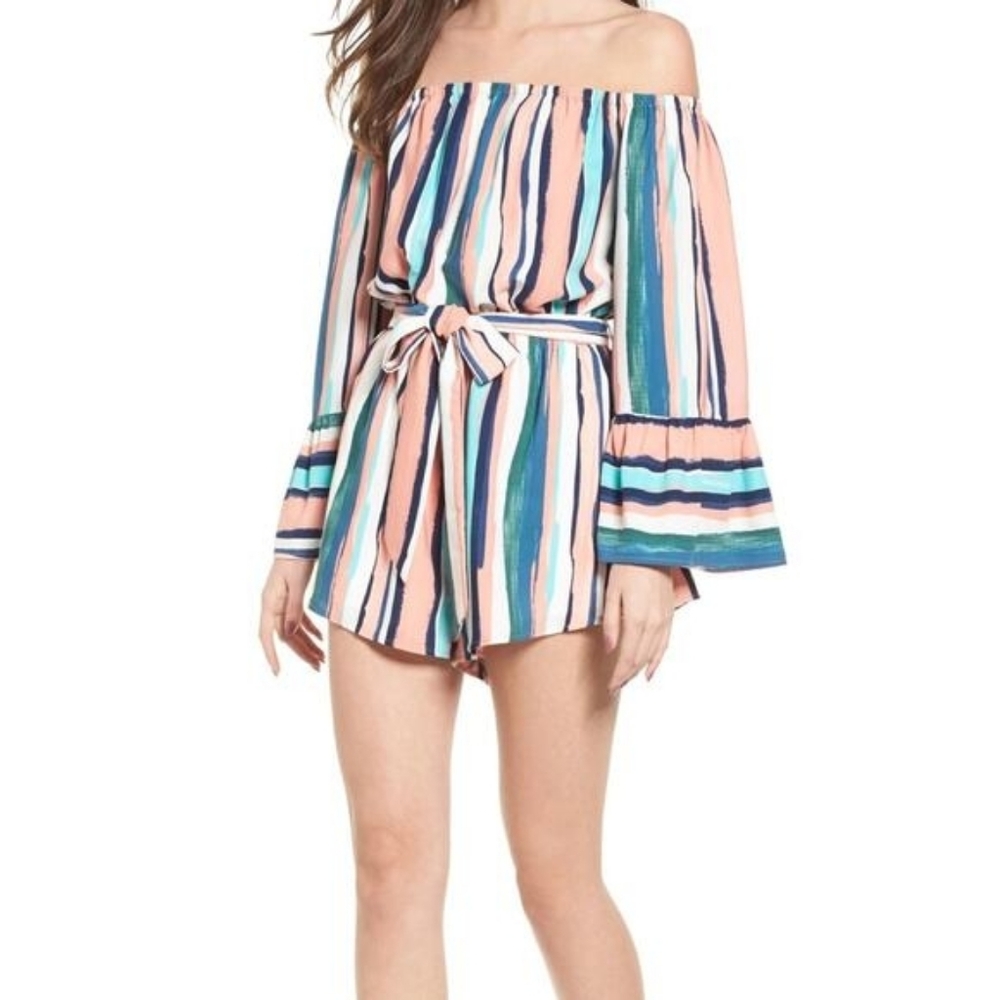 💘 Lost + Wander Santorini Off the Shoulder Romper S - Picture 2 of 9